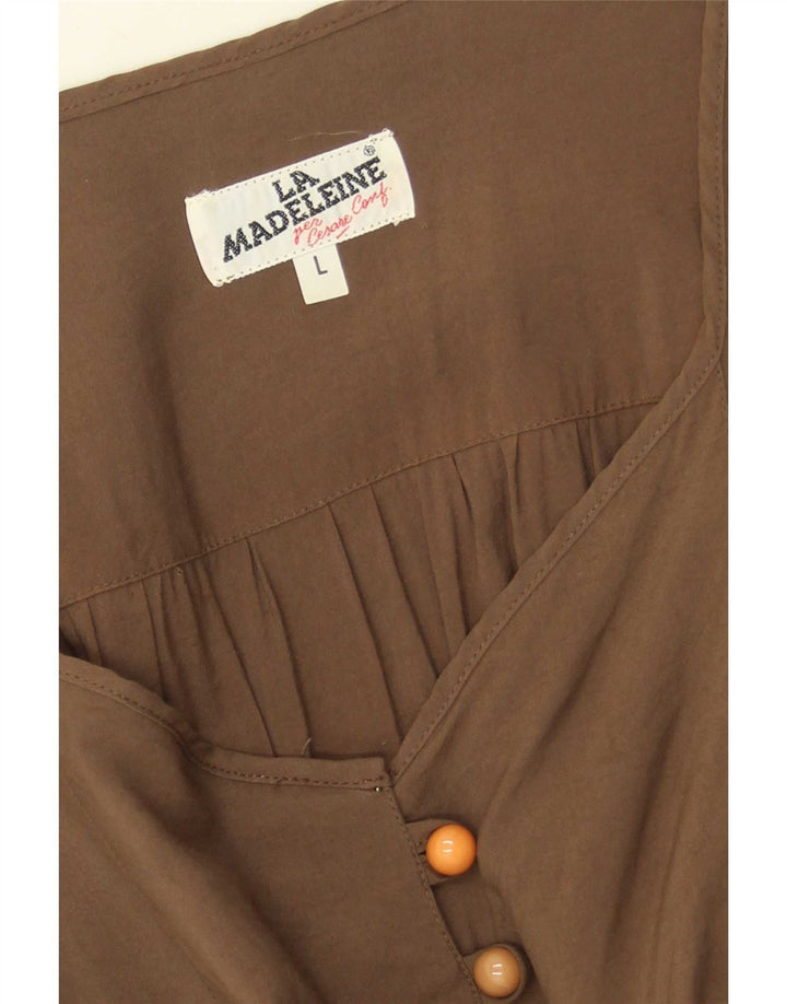 Vestido maxi feminino La Madeleine Reino Unido 14 grande marrom