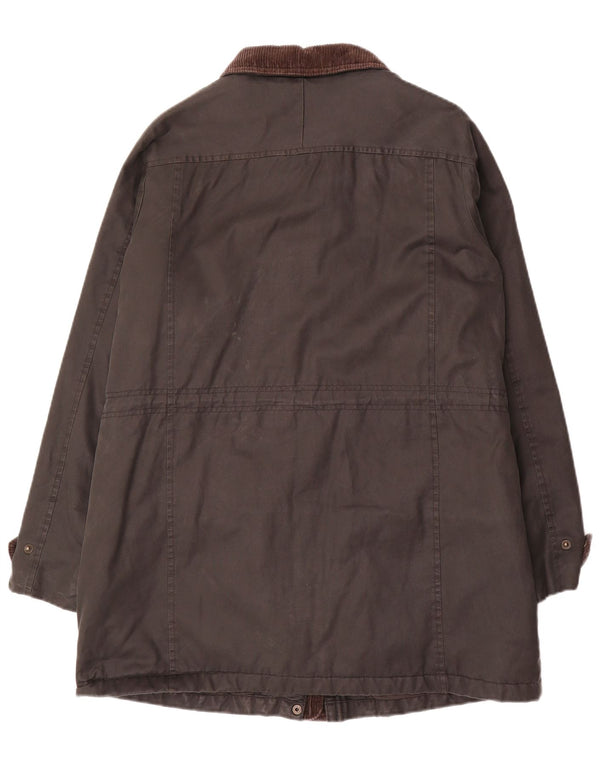 Sobretudo feminino de algodão encerado Fat Face UK 12 médio preto