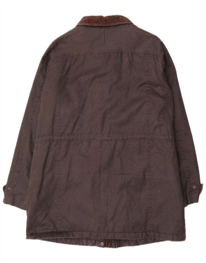 Sobretudo feminino de algodão encerado Fat Face UK 12 médio preto