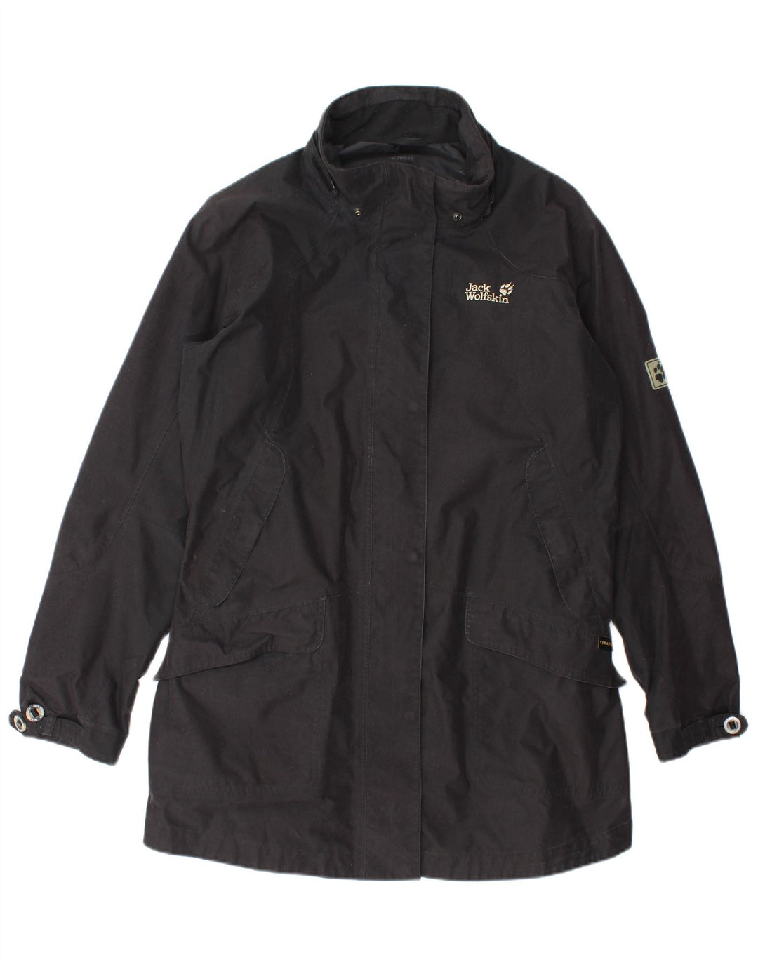 Casaco corta-vento feminino Jack Wolfskin Reino Unido 18/20 XL poliéster preto