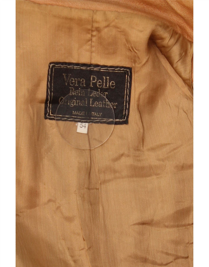 Jaqueta de couro masculina vintage IT 54 2XL couro marrom