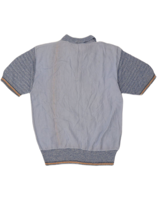 Camisa Polo Masculina Rodrigo IT 50 Linho Listrado Azul Médio