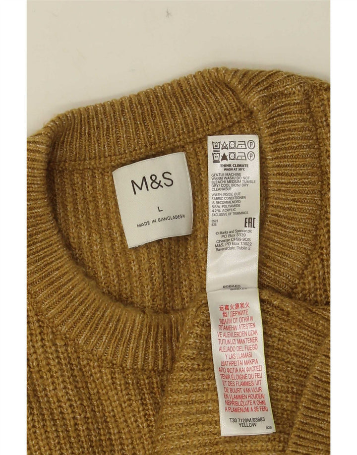Suéter masculino Marks & Spencer com gola redonda, grande poliamida amarela