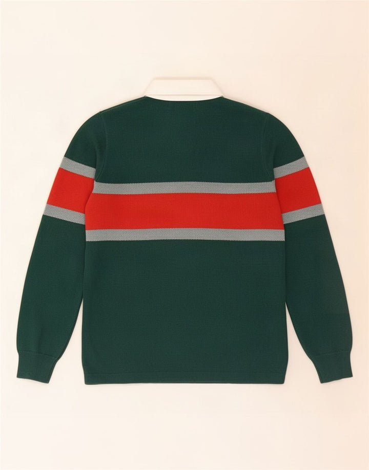 Suéter masculino Marks & Spencer com gola polo e pequeno bloco colorido verde