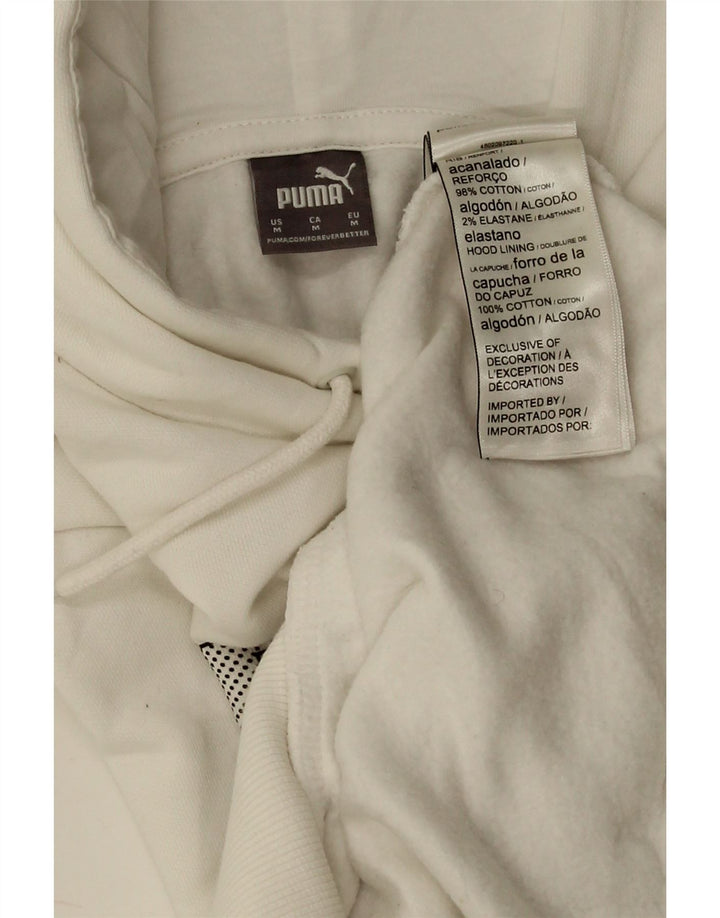 Puma feminino gráfico moletom com capuz UK14 médio algodão branco
