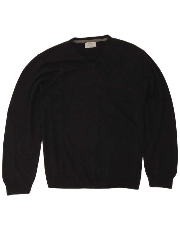 Suéter masculino Marks & Spencer com ajuste regular e decote em V 2XL acrílico preto