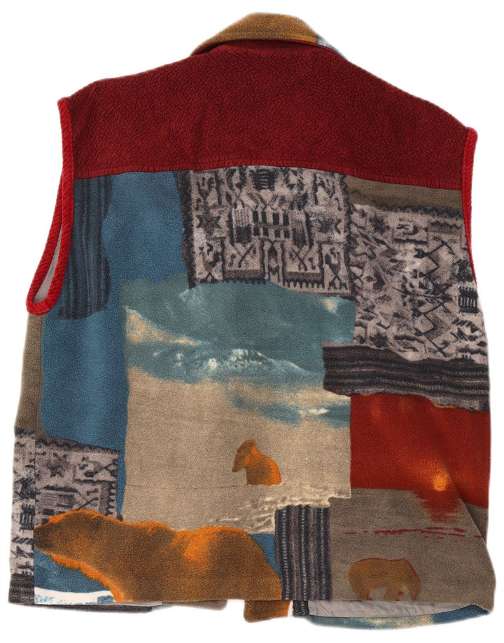 Colete utilitário feminino vintage de lã UK 42 XL patchwork multicolorido