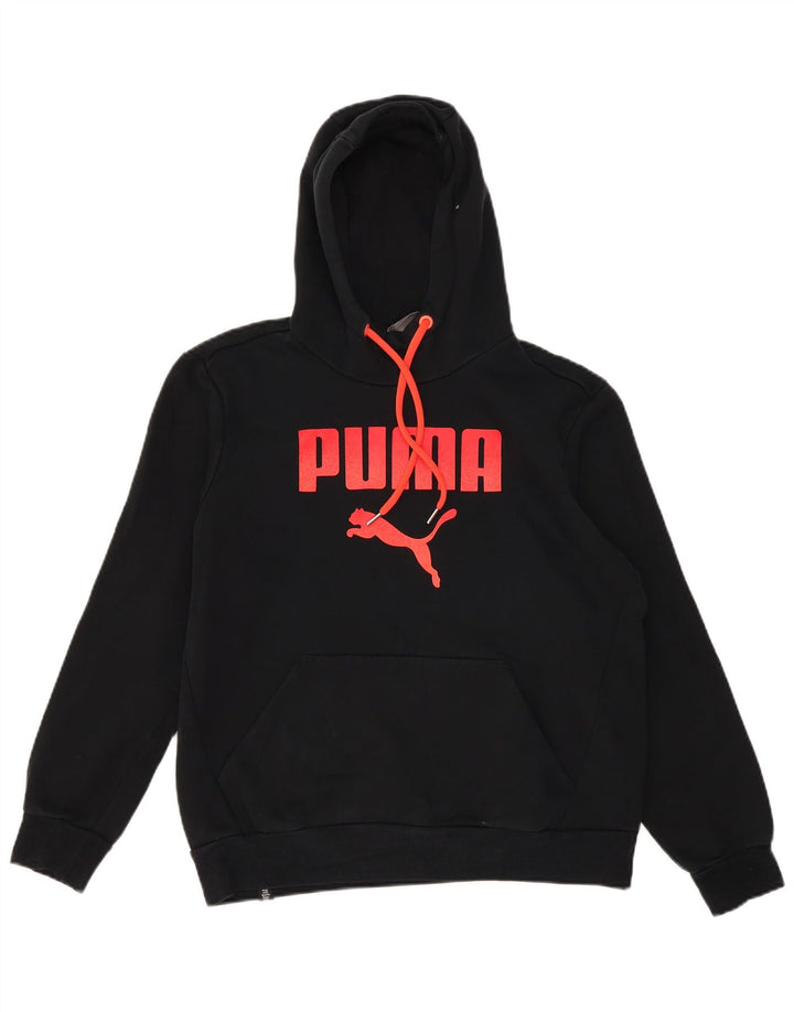 Puma masculino gráfico moletom com capuz médio algodão preto