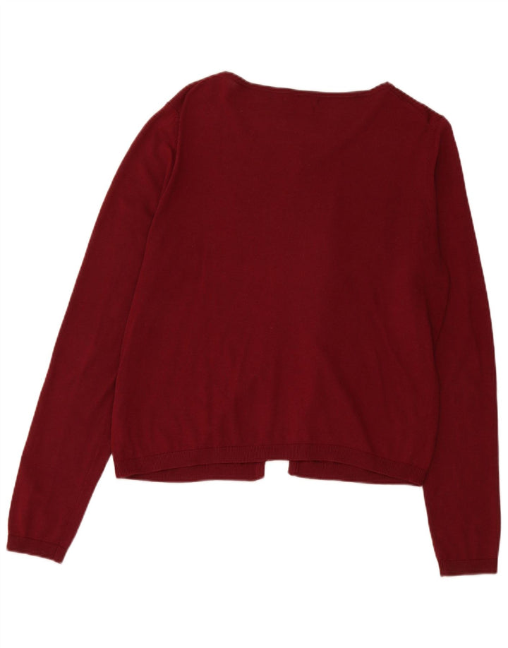 Massimo Dutti Bolero Jumper feminino Reino Unido 14 médio Borgonha seda