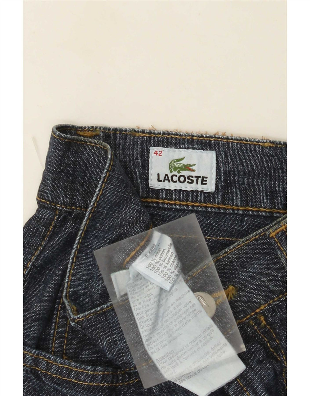 Jeans retos masculinos Lacoste tamanho 42 médio W32 L28 algodão azul marinho