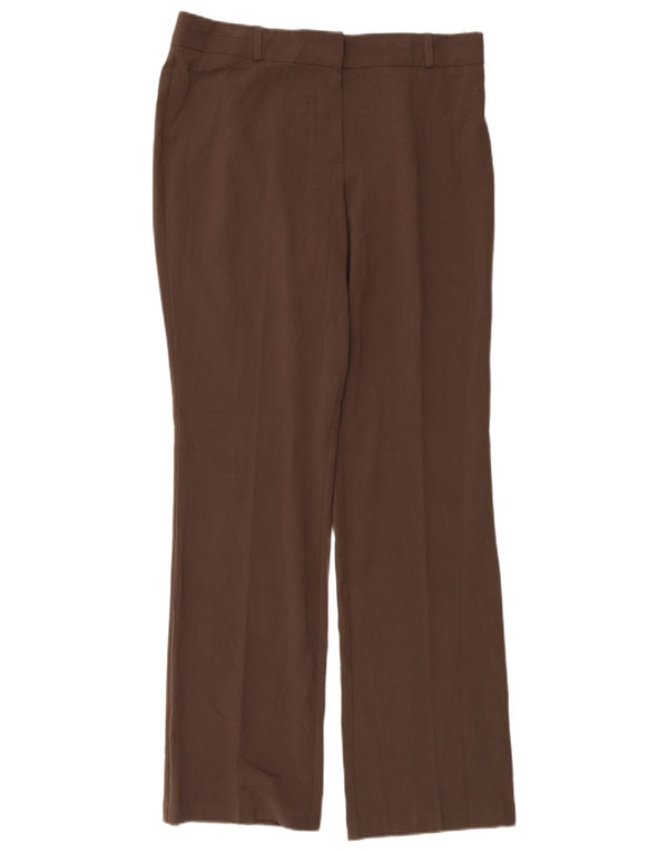 Calça feminina reta casual Marks & Spencer Reino Unido 12 médio W32 L31 marrom