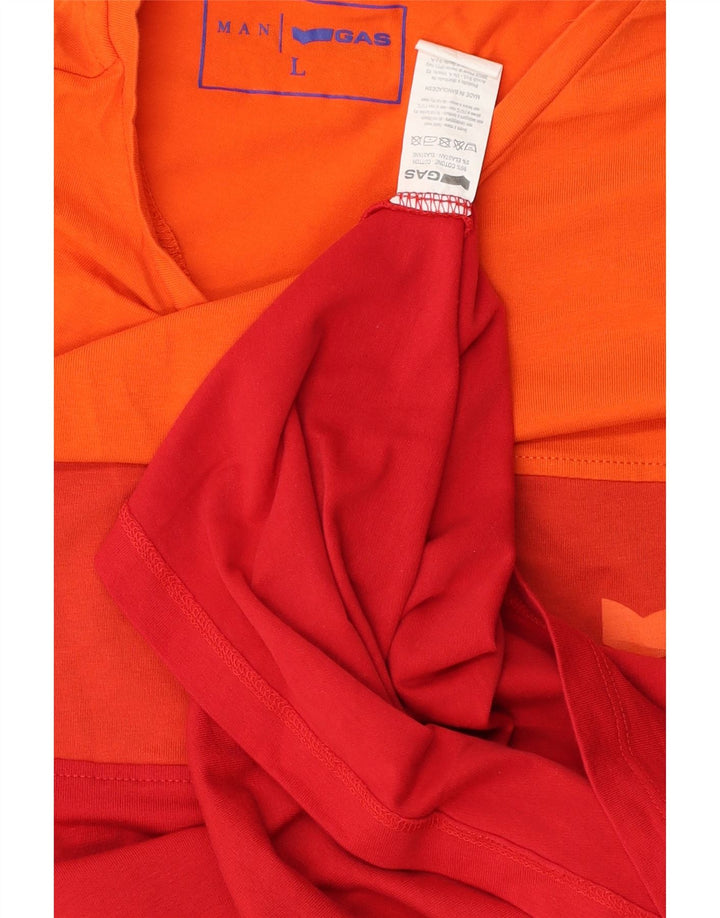 Camiseta masculina Gas Top grande de algodão colorido vermelho