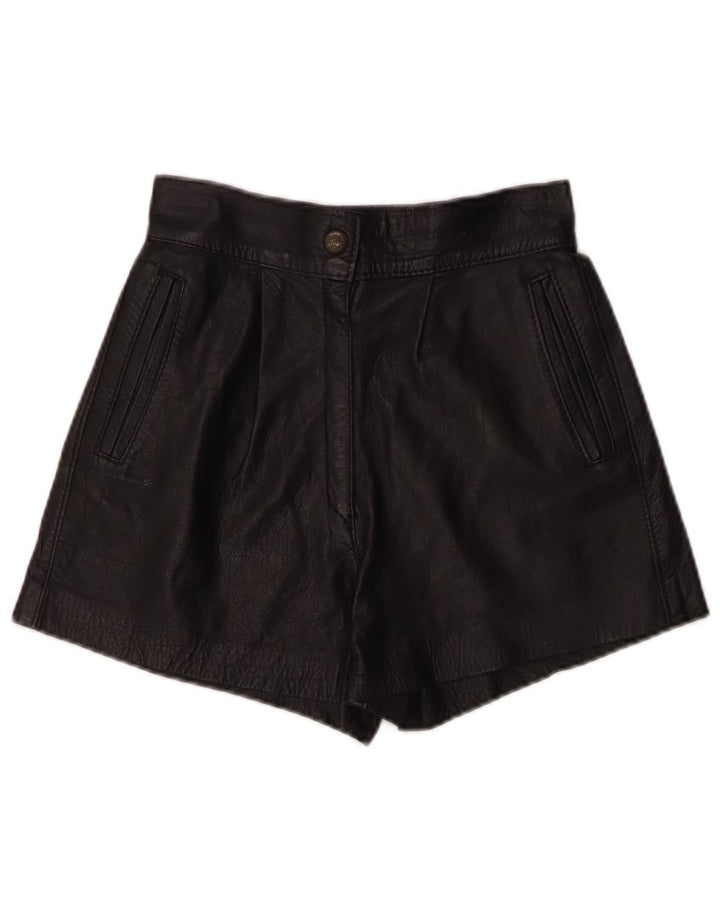 Shorts feminino de couro DALLAS pequeno W26 preto