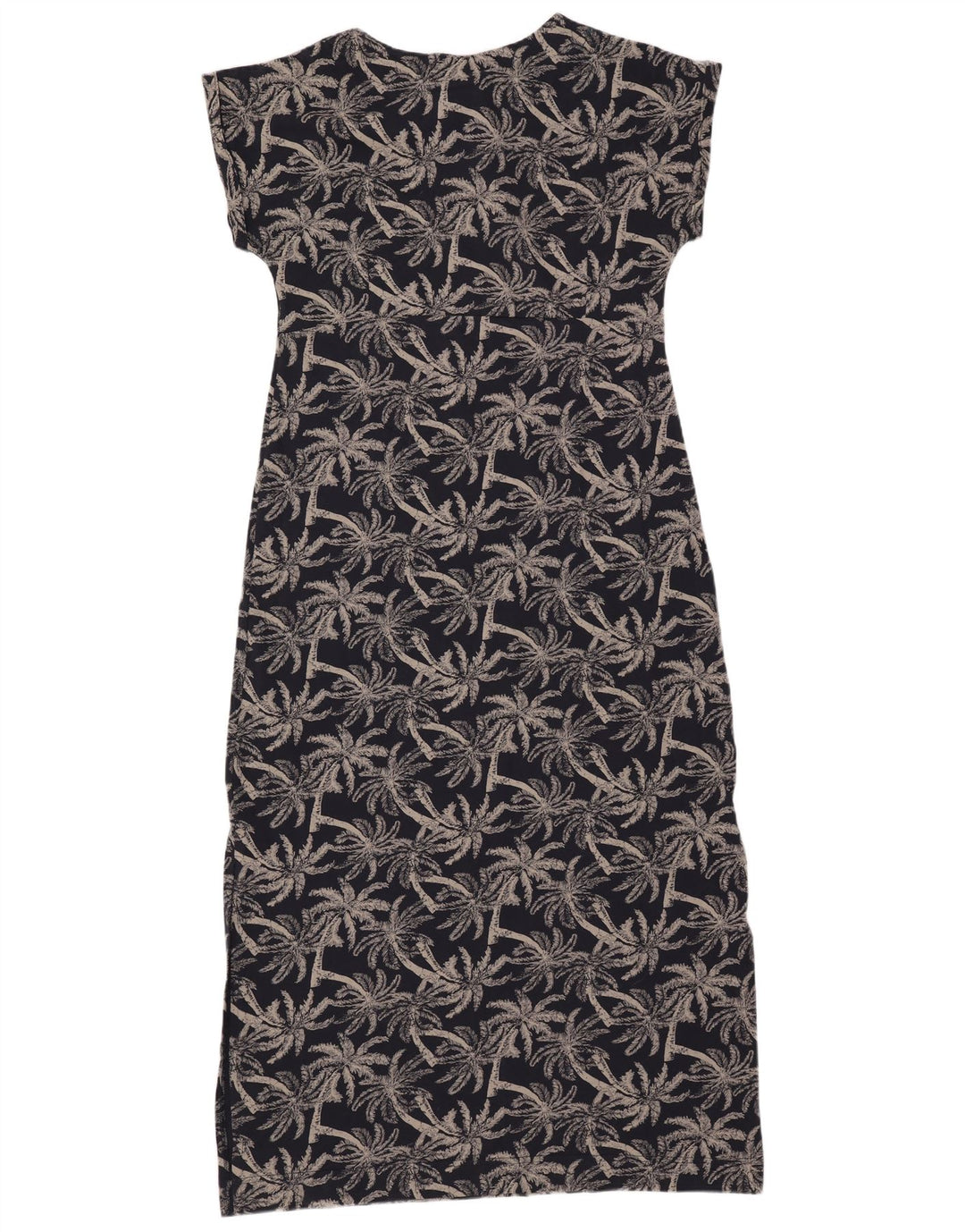 WEIRD FISH Vestido maxi feminino com padrão abstrato Reino Unido 14 grande algodão azul marinho