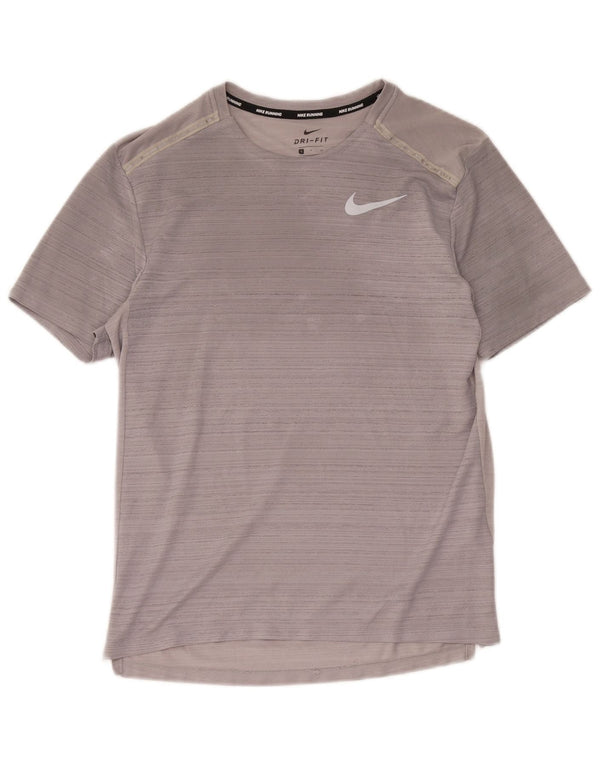 Camiseta masculina Nike Dri Fit Top pequena cinza manchada de poliéster