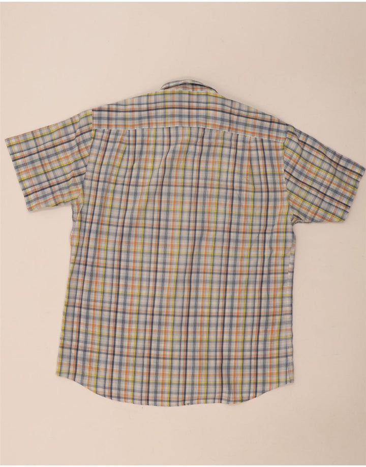 Camisa masculina de manga curta Pierre Cardin tamanho 41 grande xadrez multicolorido