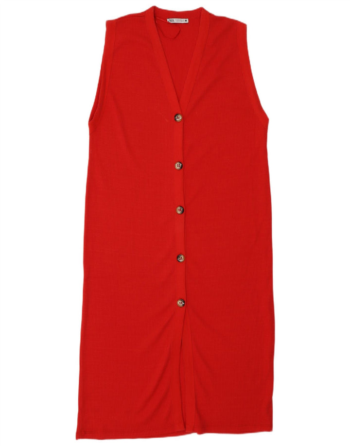 Vestido maxi feminino sem mangas Zara UK 14 vermelho médio
