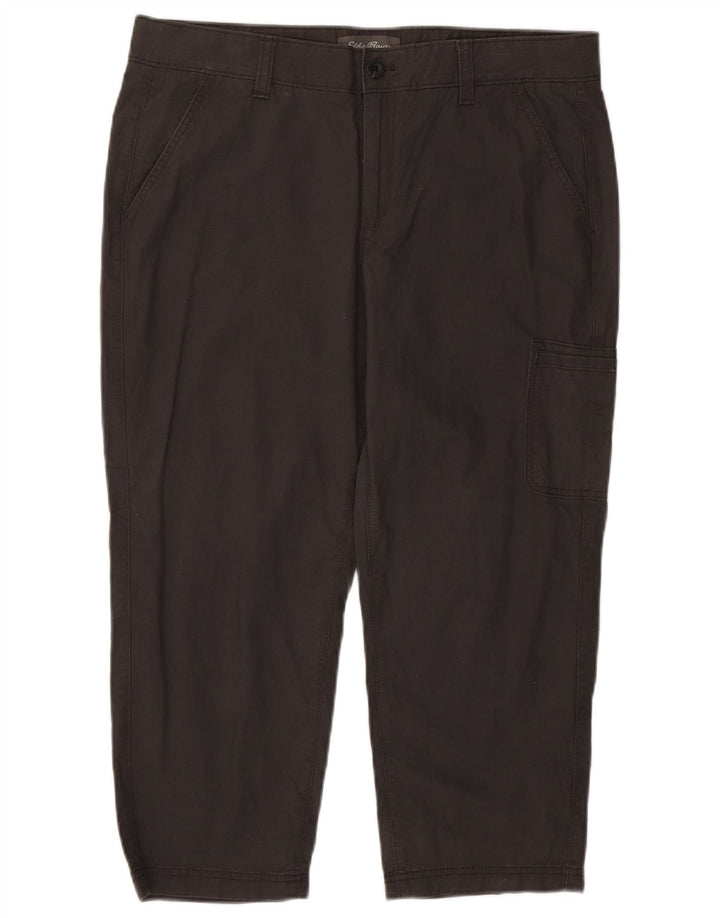 EDDIE BAUER Calça feminina reta cargo capri US 14 XL W36 L23 cinza