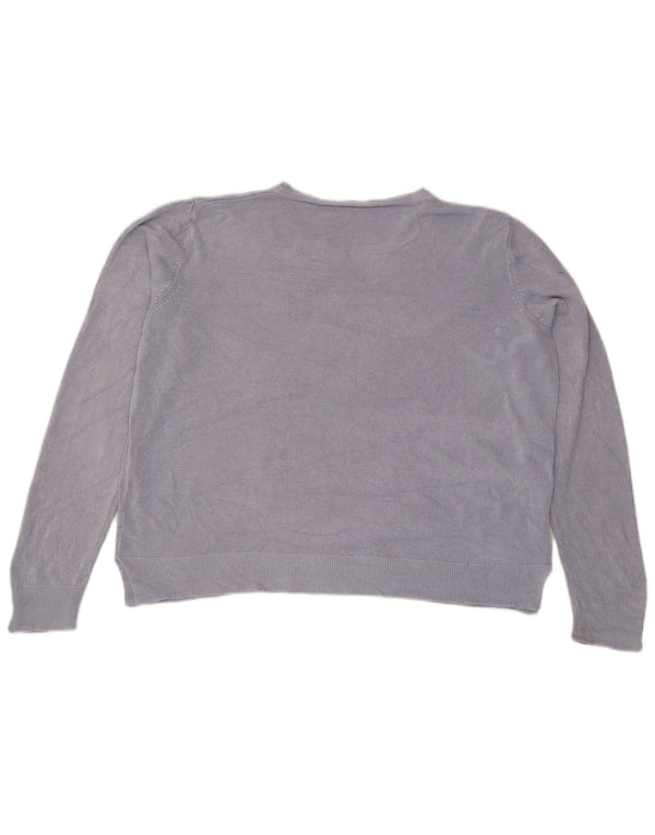 Suéter feminino Marks & Spencer com gola canoa e gola redonda Reino Unido 22 2XL azul acrílico
