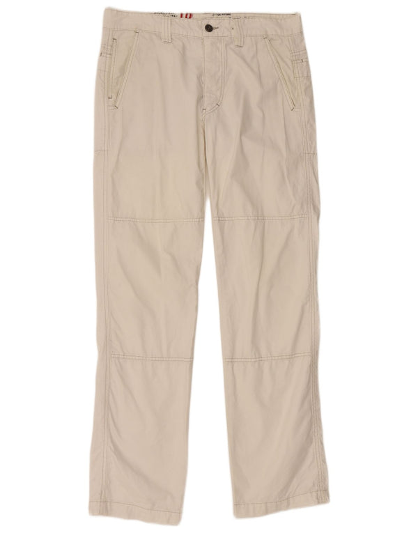 MURPHY & NYE Mens Straight Casual Trousers W33 L32 Off White Cotton