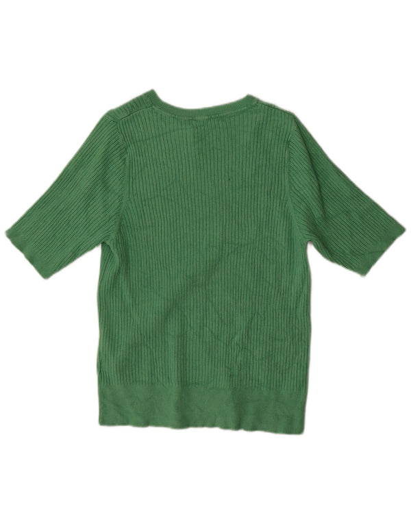 Suéter feminino Marks & Spencer com gola canoa Reino Unido 16 grande verde