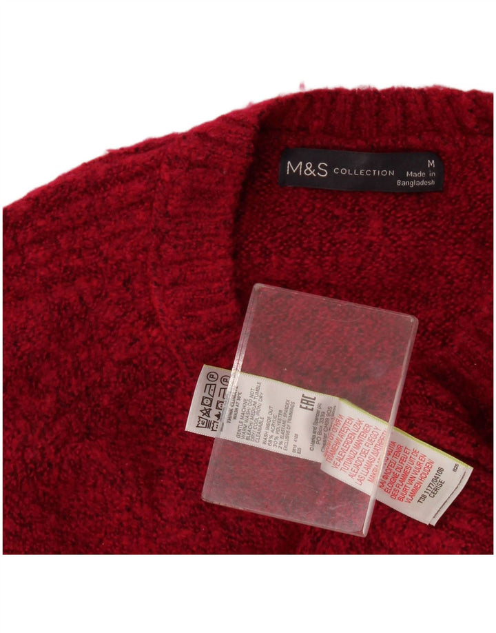 Suéter feminino Marks & Spencer com gola redonda Reino Unido 14 Médio Borgonha