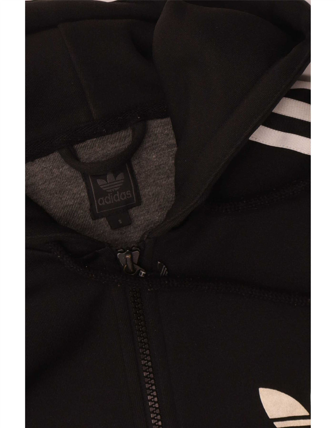 Suéter adidas feminino com capuz e zíper Reino Unido 16 grande poliéster preto