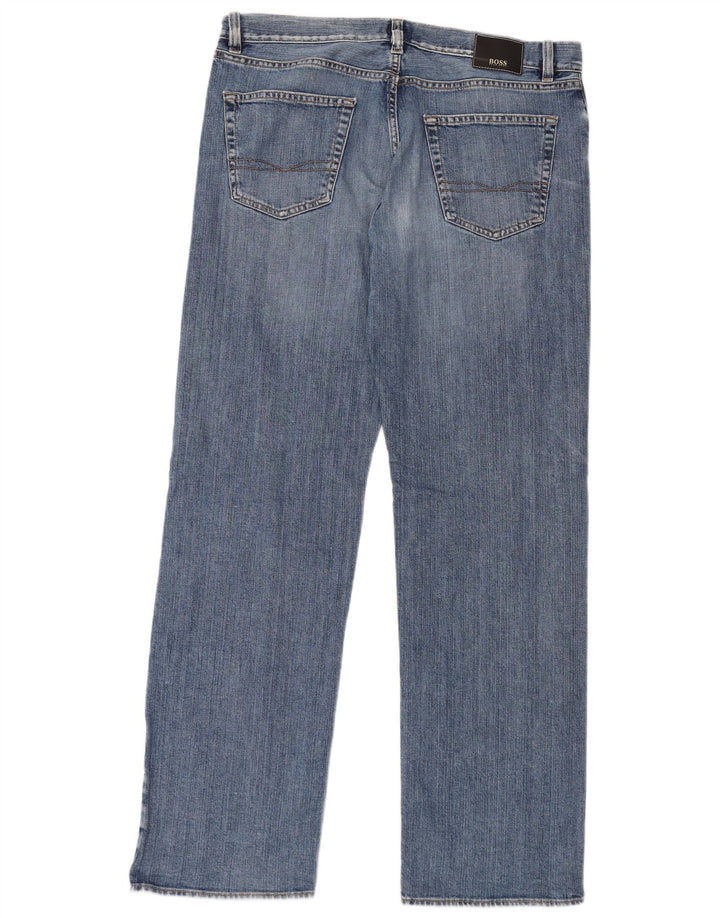 HUGO BOSS Masculino Texas Straight Jeans W36 L34 Azul Algodão