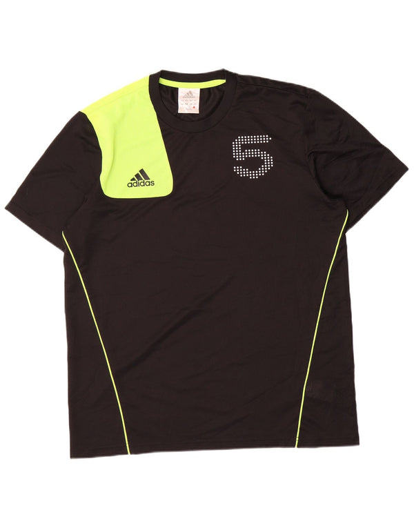 Camiseta masculina Adidas de manga curta com estampa gráfica grande bloco colorido preto