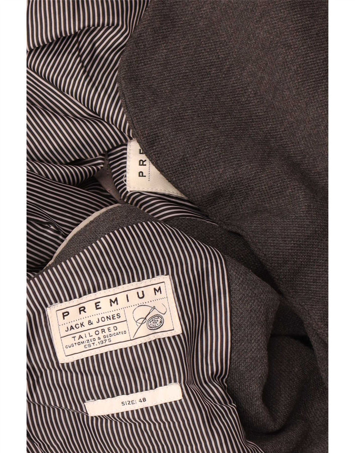 Jaqueta blazer masculina Jack & Jones com 2 botões EU 48 poliéster cinza médio
