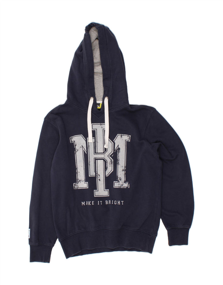 DIADORA Mens Graphic Hoodie Jumper Small Navy Blue Cotton Vintage Diadora and Second-Hand Diadora from Messina Hembry 