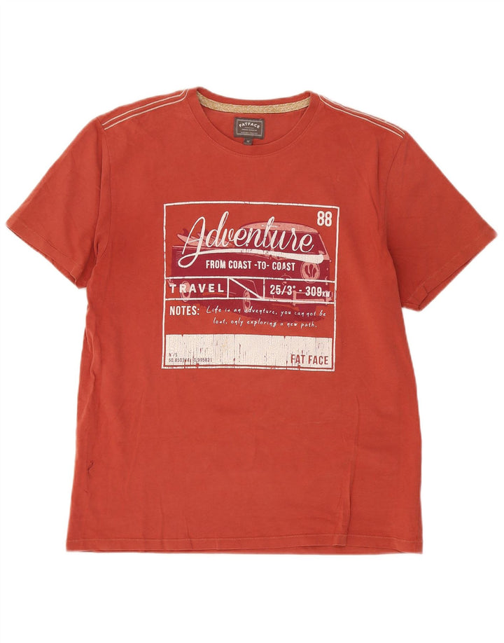 Camiseta gráfica masculina Fat Face Top médio algodão vermelho
