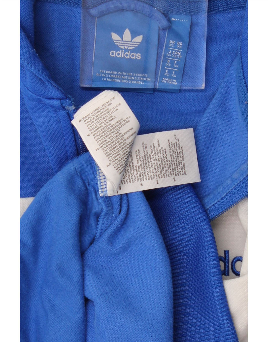 ADIDAS Mens Zip Hoodie Sweater XS Azul Colourblock Algodão