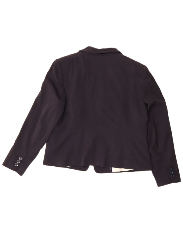 Jaqueta blazer feminina Marks & Spencer com 1 botão Reino Unido 18 XL azul marinho poliéster