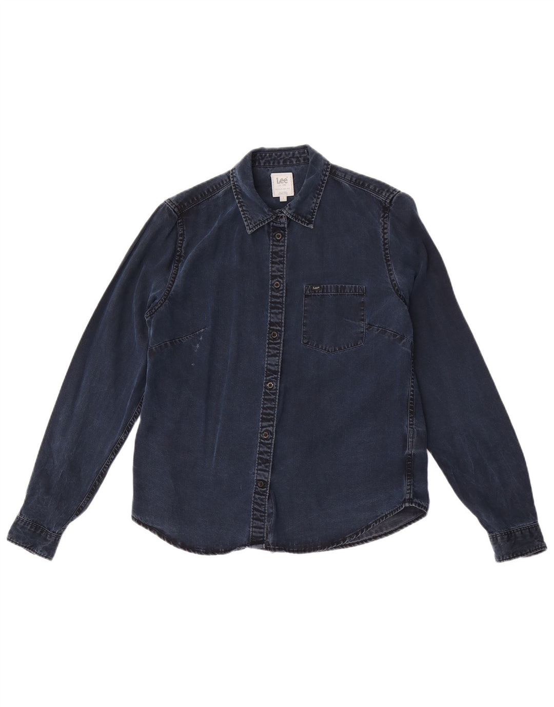 Camisa jeans feminina Lee Regular Fit Reino Unido 10 pequena azul marinho Lyocell