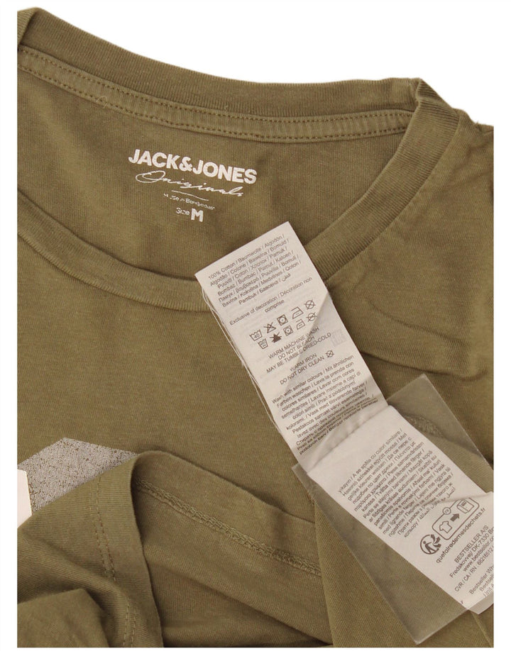 Camiseta gráfica masculina Jack & Jones Top médio de algodão cáqui