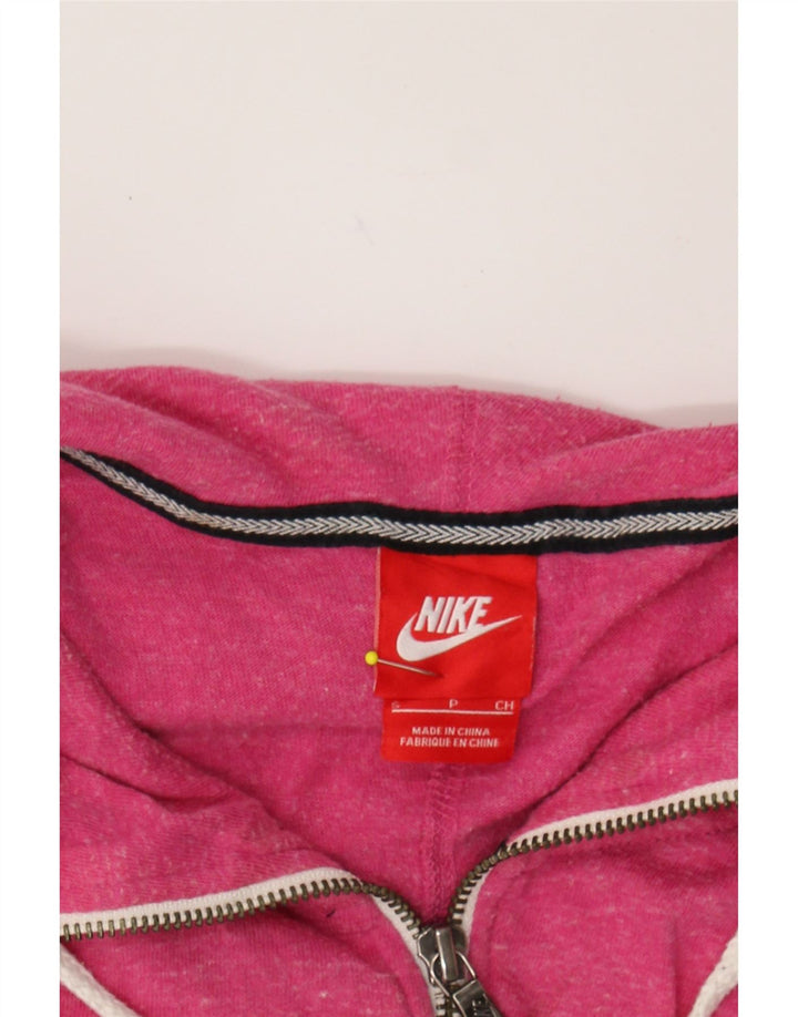 NIKE Womens Zip Hoodie Sweater UK 10 Small Pink Flecked Cotton Vintage Nike and Second-Hand Nike from Messina Hembry 