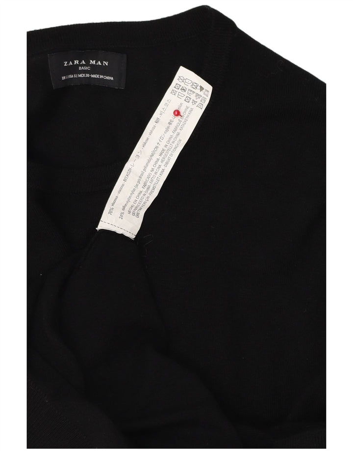 Suéter masculino ZARA com gola redonda e viscose preta pequena