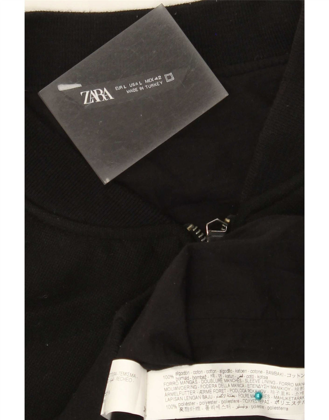 Jaqueta bomber masculina Zara UK 40 grande algodão preto