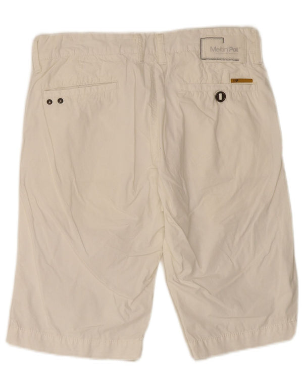 Meltin' Pot Mens Chino Shorts Médio W32 Algodão Branco