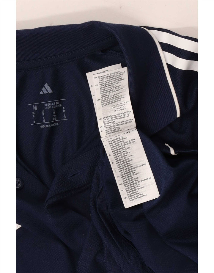 Camisa polo masculina Adidas Regular Fit médio azul marinho colorblock poliéster