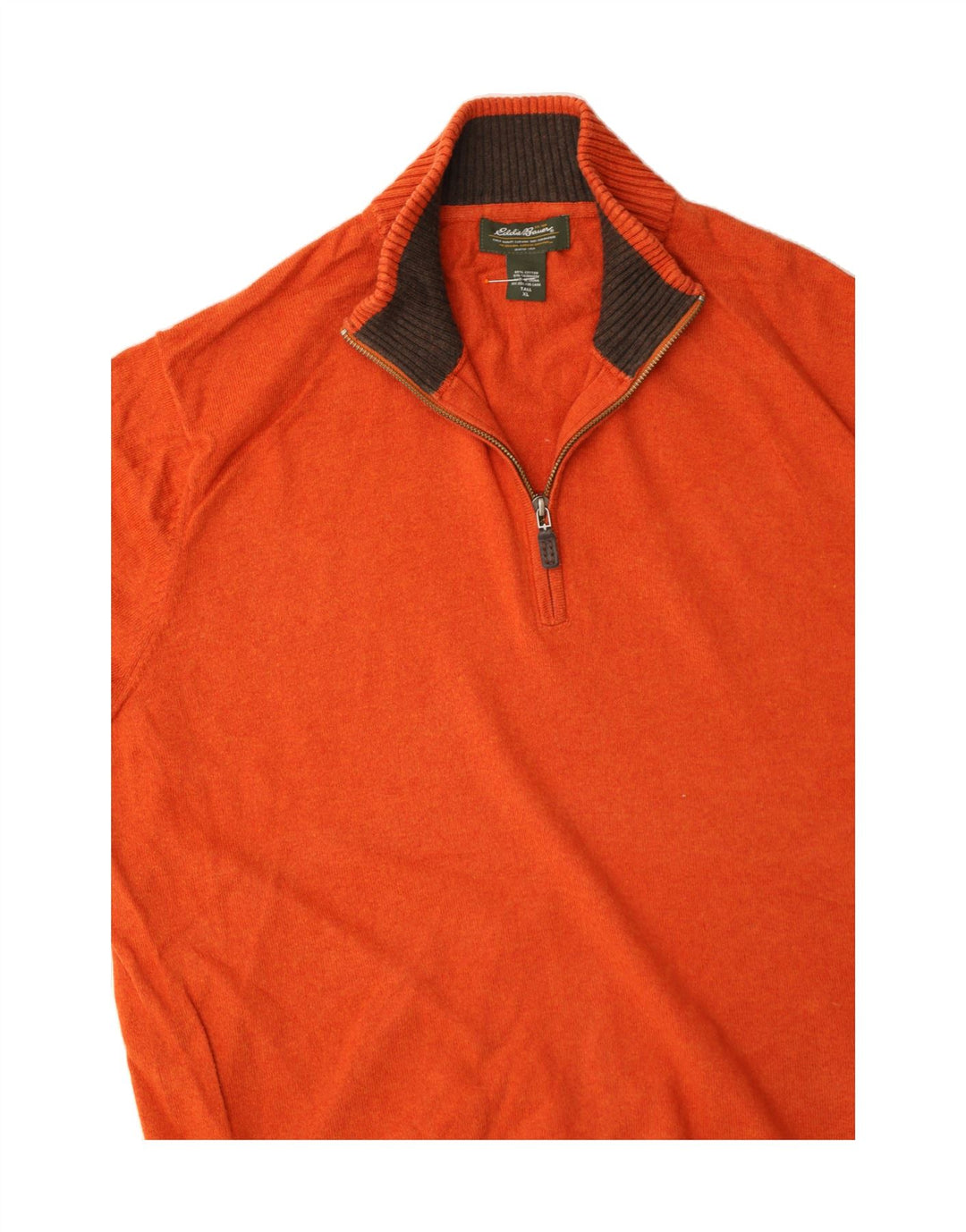EDDIE BAUER Mens Tall Zip Neck Jumper Sweater XL Orange Cotton Vintage Eddie Bauer and Second-Hand Eddie Bauer from Messina Hembry 