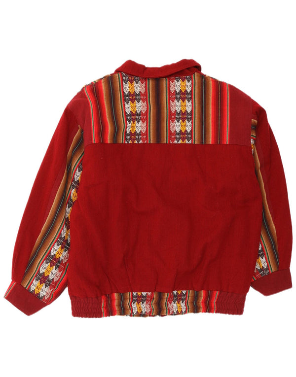 Jaqueta bomber masculina vintage UK 44 XL Borgonha geométrica