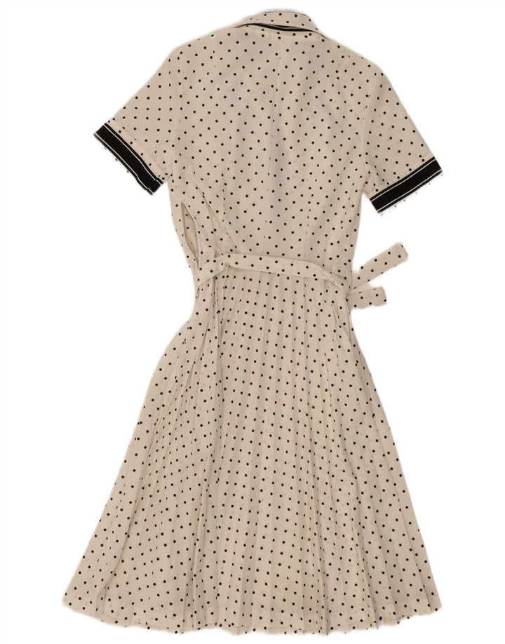 Vestido maxi feminino Diolen Reino Unido 12 poliéster branco médio com bolinhas