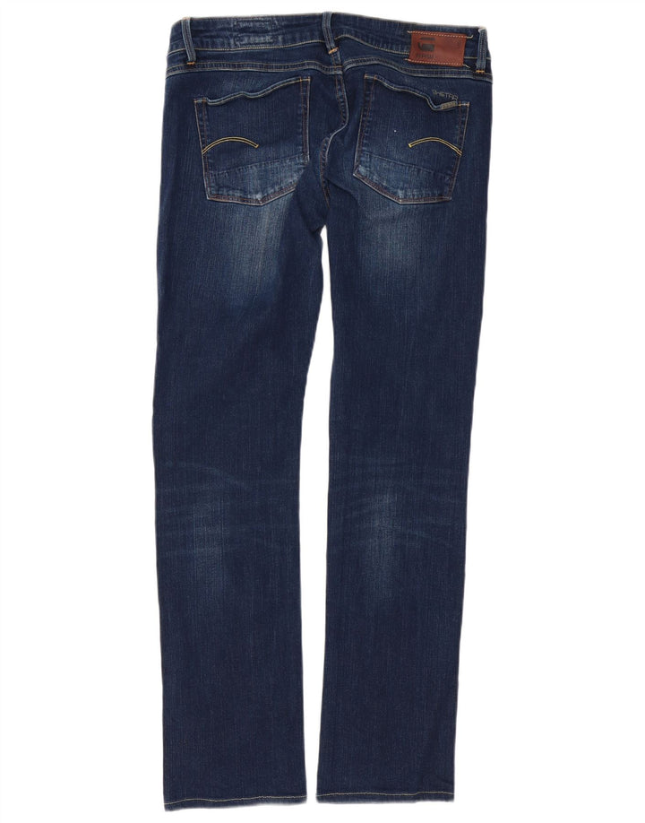 G-STAR feminino 3301 jeans reto W32 L32 algodão azul