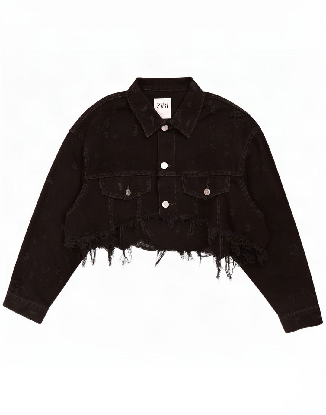 Jaqueta jeans feminina Zara UK 12 médio preto