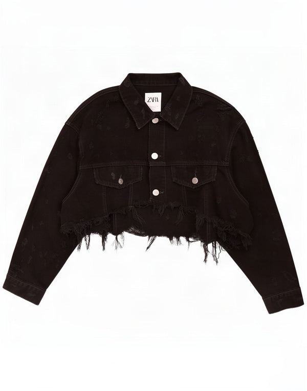 Jaqueta jeans feminina Zara UK 12 médio preto