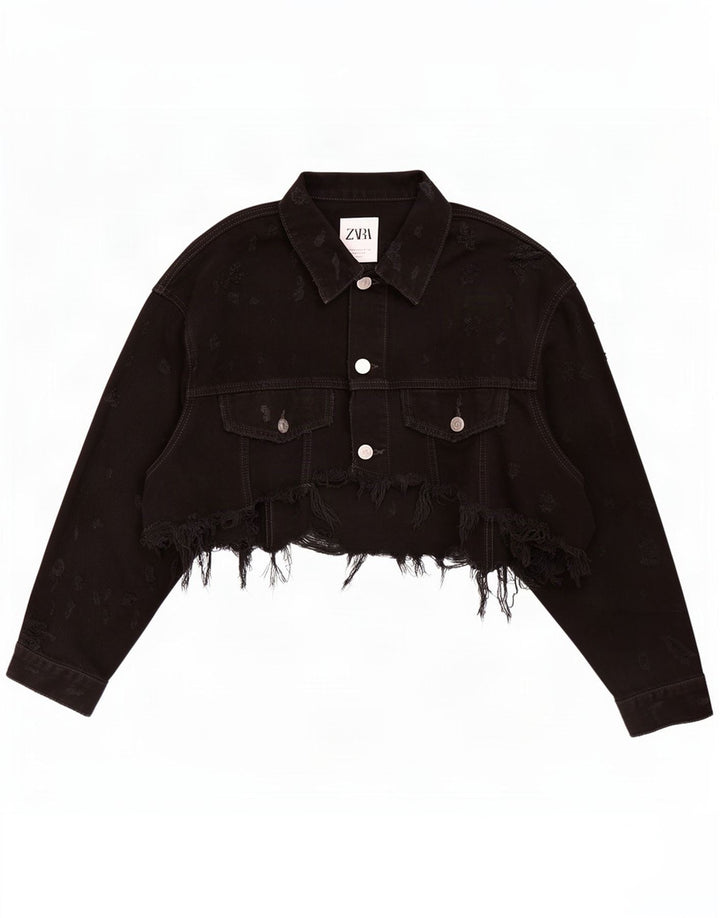 Jaqueta jeans feminina Zara UK 12 médio preto