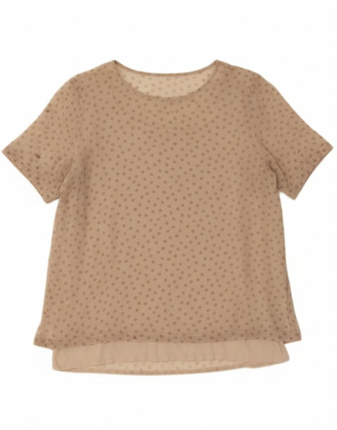 Blusa feminina LES COPAINS Top IT 42 Seda de bolinhas bege médio