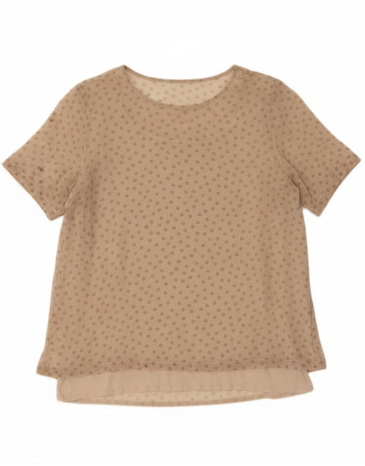 Blusa feminina LES COPAINS Top IT 42 Seda de bolinhas bege médio